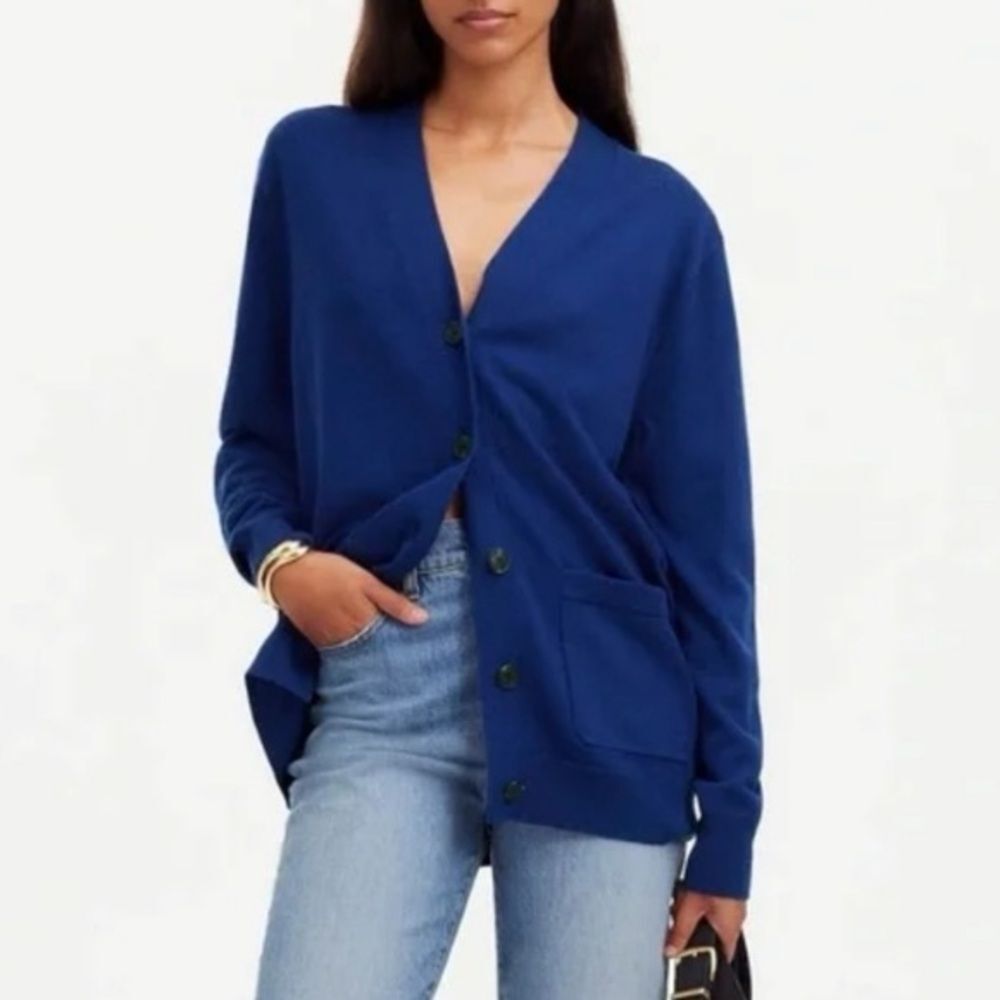 Madewell 100% Merino Wool Boyfriend Cardigan Bright Cobalt Women's Sweater S